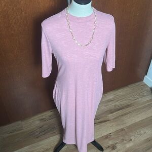 NWT Ribbed Pink Midi Dress